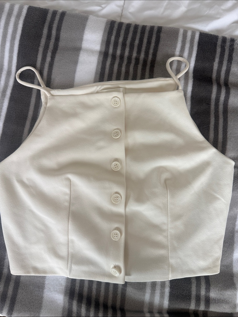 H&M Women’s Cream Button-Front Crop Tank Top (Size: S)